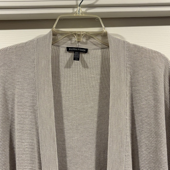 Eileen Fisher Light Gray Open Front Cardigan Size L like new - Picture 2 of 7
